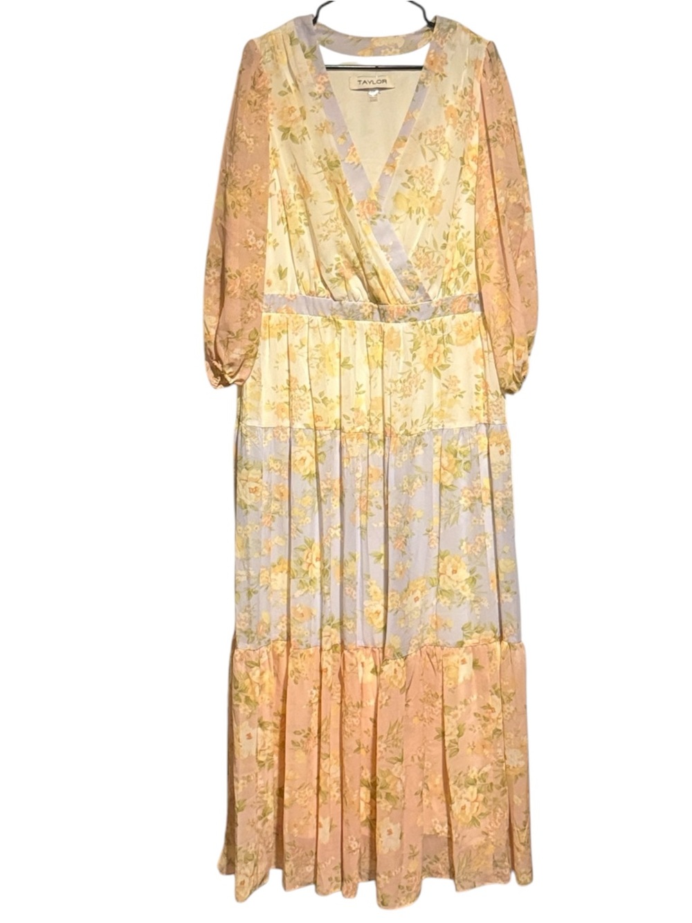 Women's Taylor Foldover Patchwork V-Neck Tiered Dress Size 18W NWT! - Picture 5 of 10